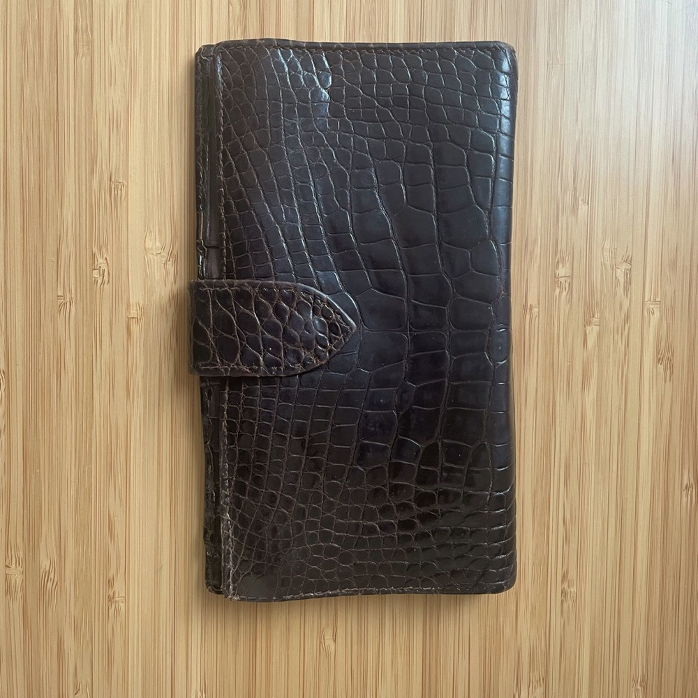 Lana Marks Travel Wallet in Brown Alligator Genuine